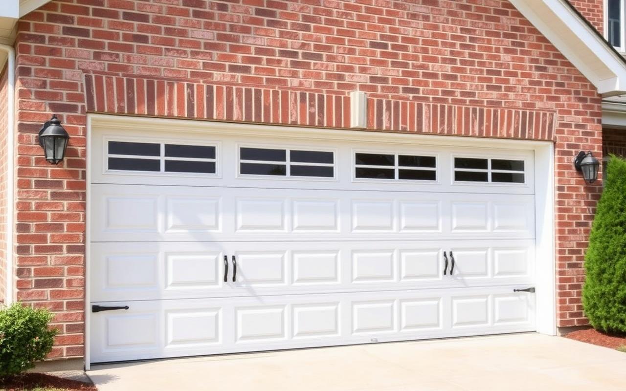 Newly installed sectional garage door on a home in Monroe, NC